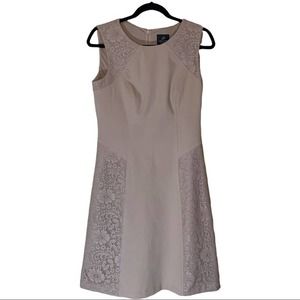 Adrianna Papell Sleeveless Lace Sheath Dress Champagne Tan Womens Size 6